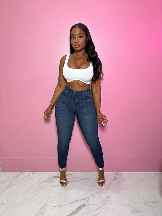 Dark denim skinny jeans