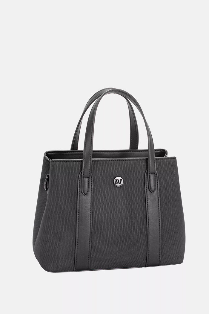 David Jones Canvas Handbag with Leather Trim