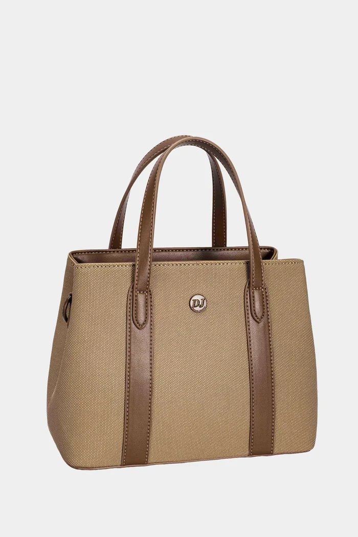 David Jones Canvas Handbag with Leather Trim
