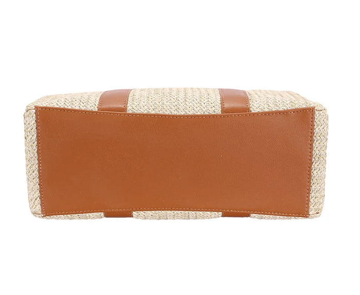 David Jones Square Woven Tote Handbag