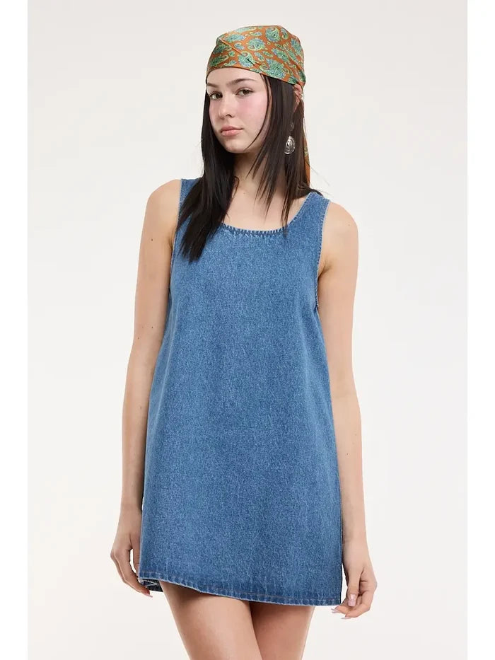 Denim Babydoll Mini Dress - Greige Goods