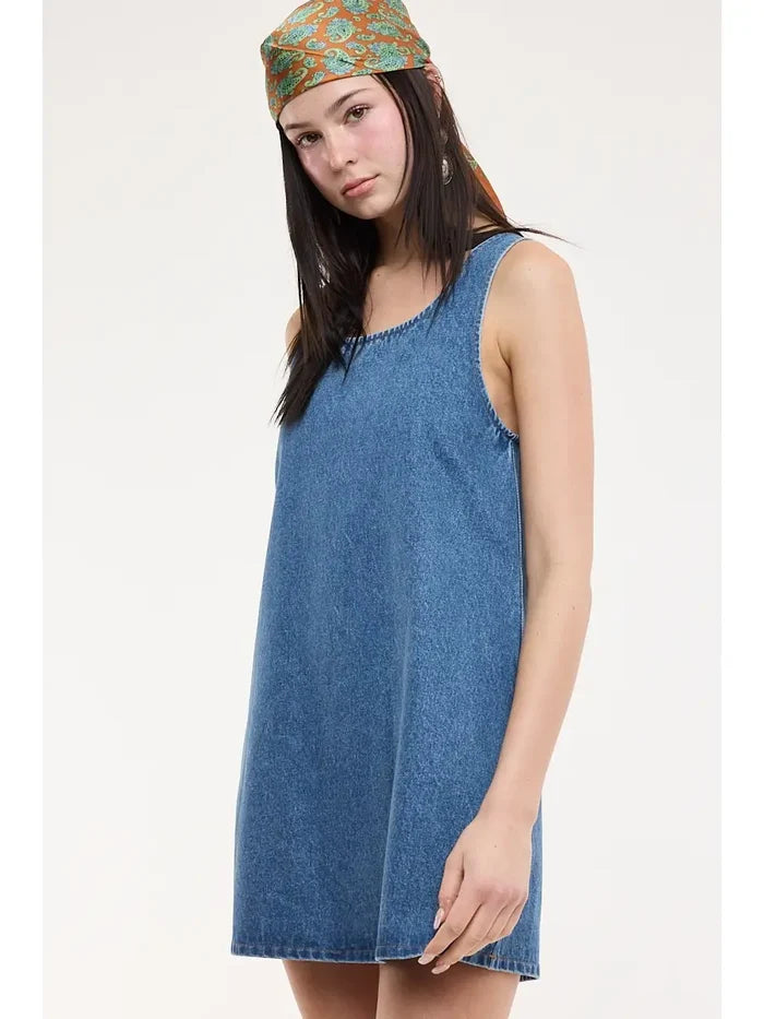 Denim Babydoll Mini Dress - Greige Goods