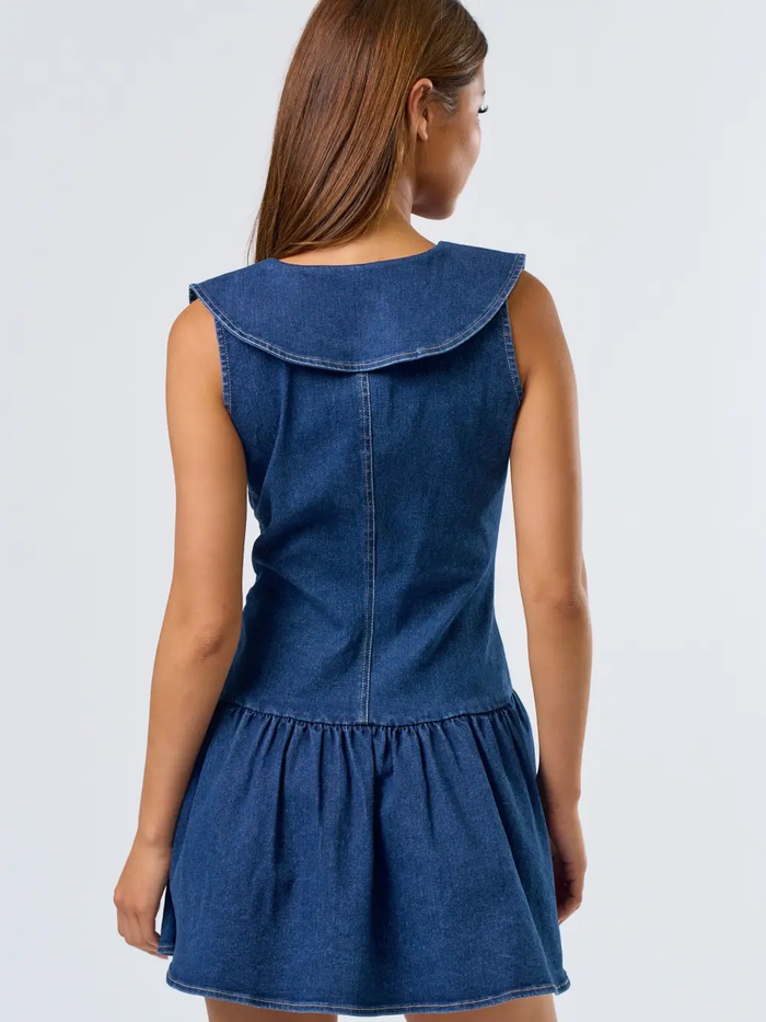 Denim Bib Mini Dress - Greige Goods