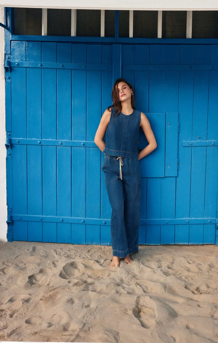 Denim Cropped Tank - Greige Goods