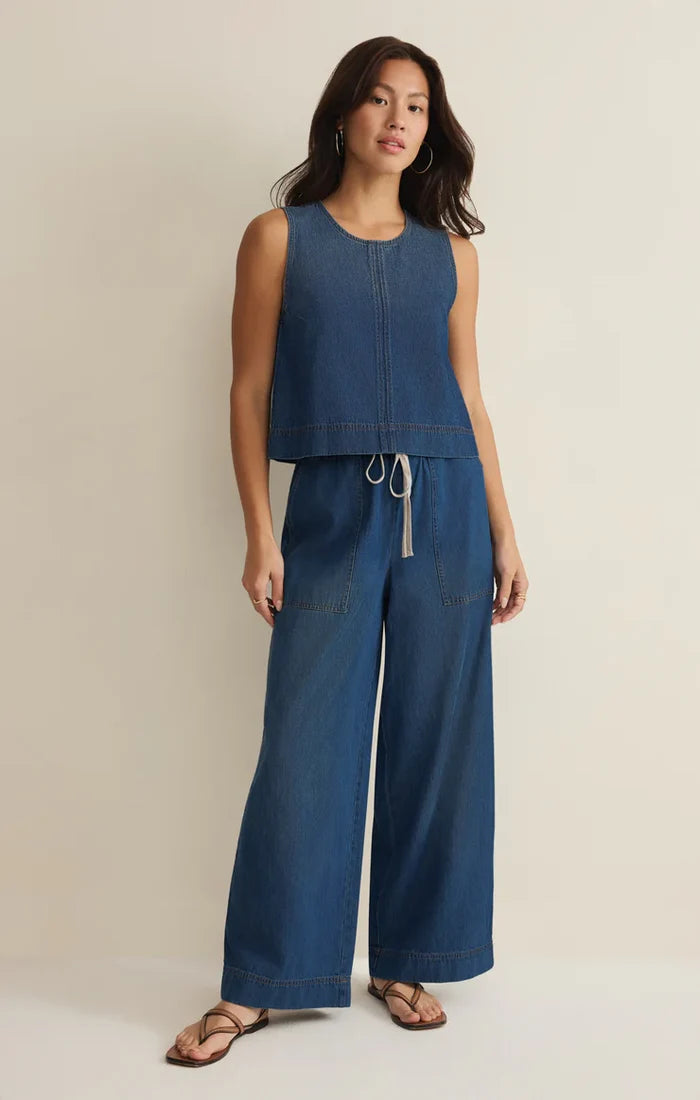 Denim Cropped Tank - Greige Goods