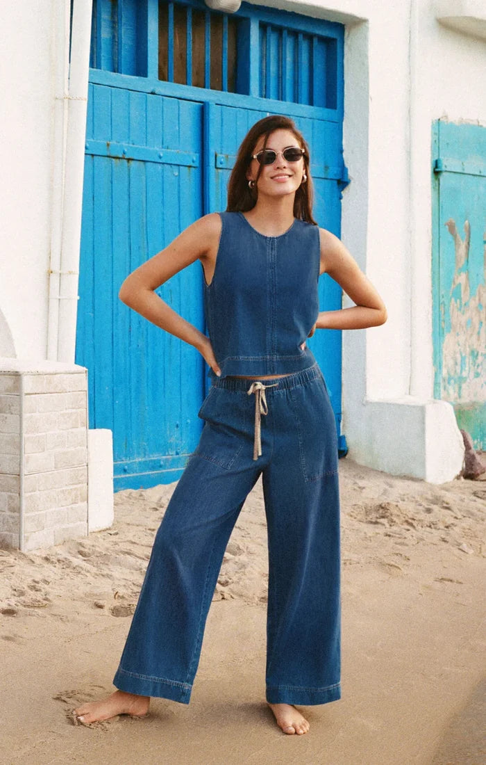 Denim Cropped Tank - Greige Goods