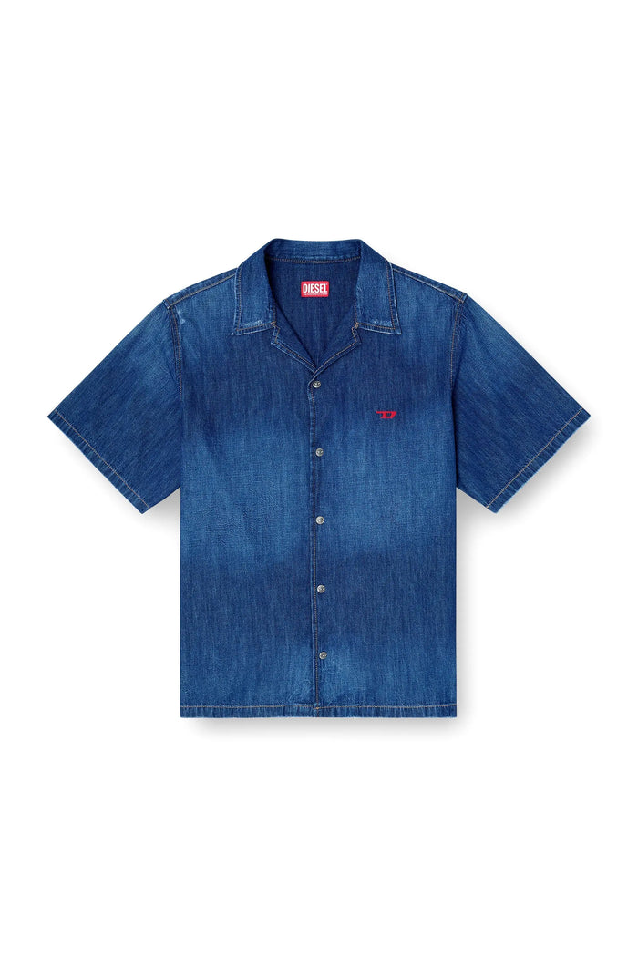 Denim short-sleeve shirt