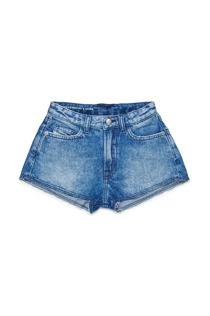 Denim shorts with raw-cut hems