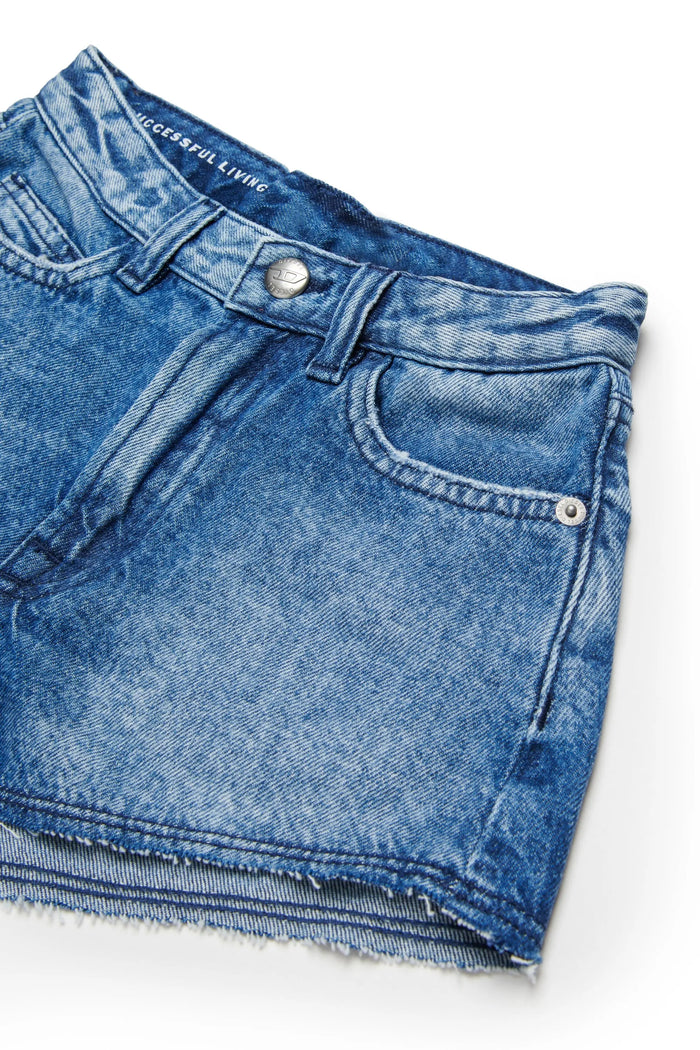 Denim shorts with raw-cut hems