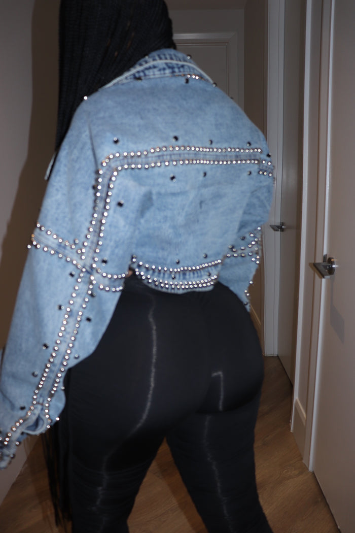 Denim stud crop jacket
