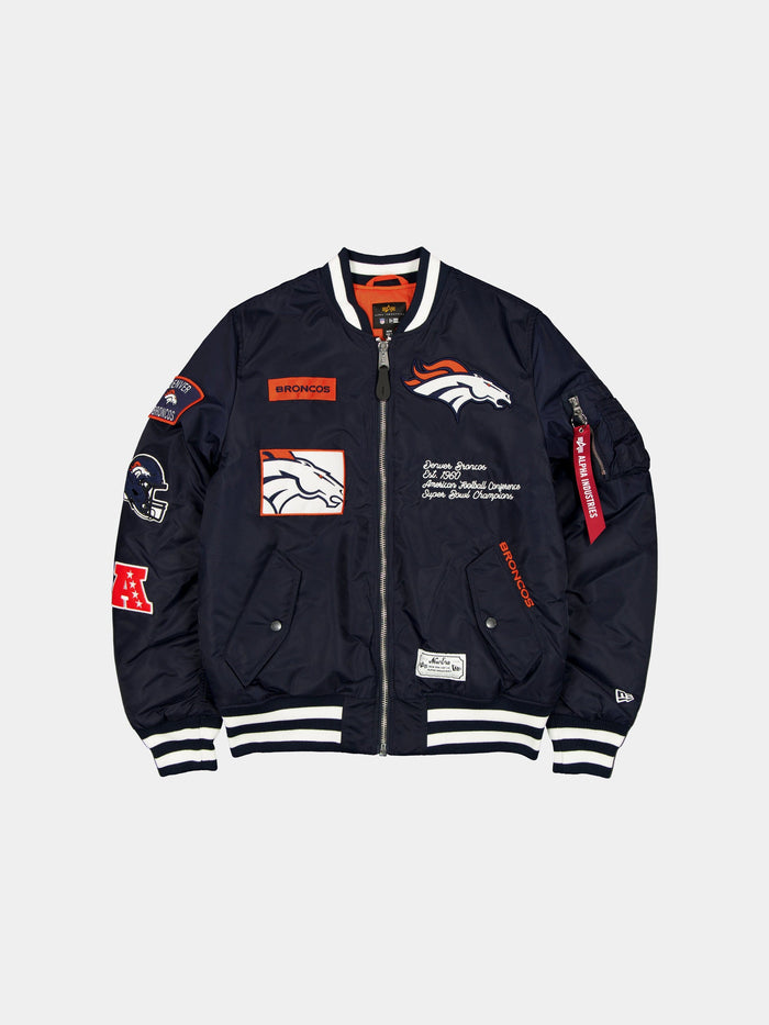 DENVER BRONCOS X ALPHA X NEW ERA MA-1 BOMBER JACKET OUTERWEAR Alpha Industries NAVY S