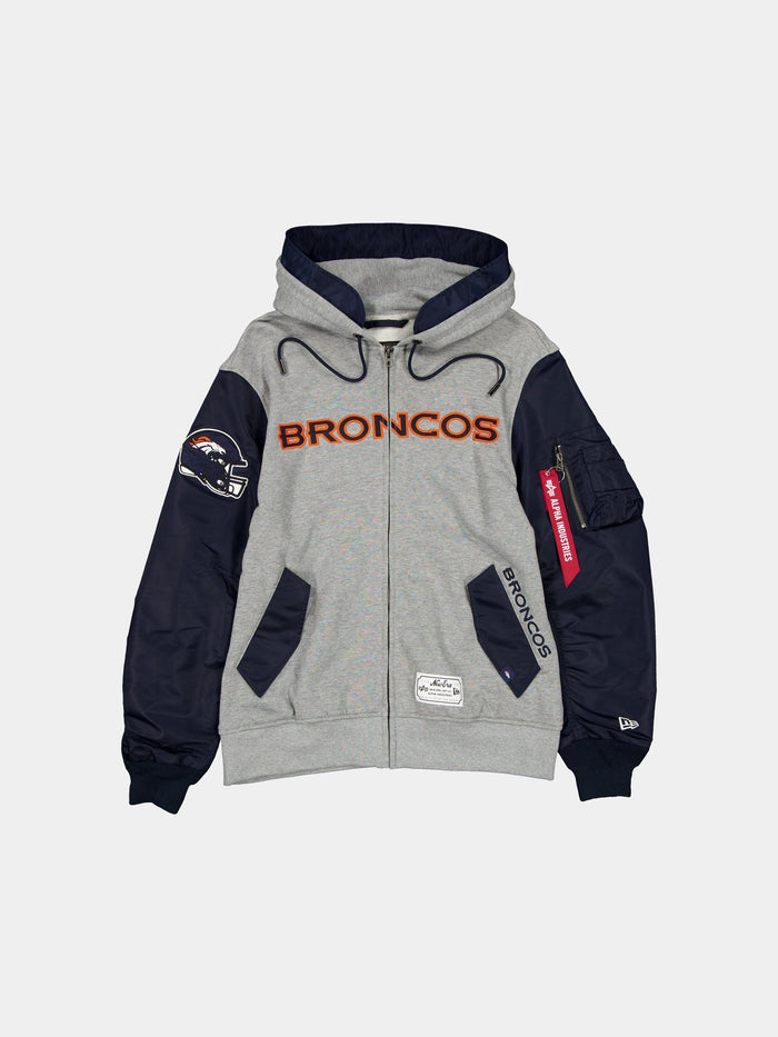 DENVER BRONCOS X ALPHA X NEW ERA MA-1 ZIP UP HOODIE OUTERWEAR Alpha Industries NAVY S