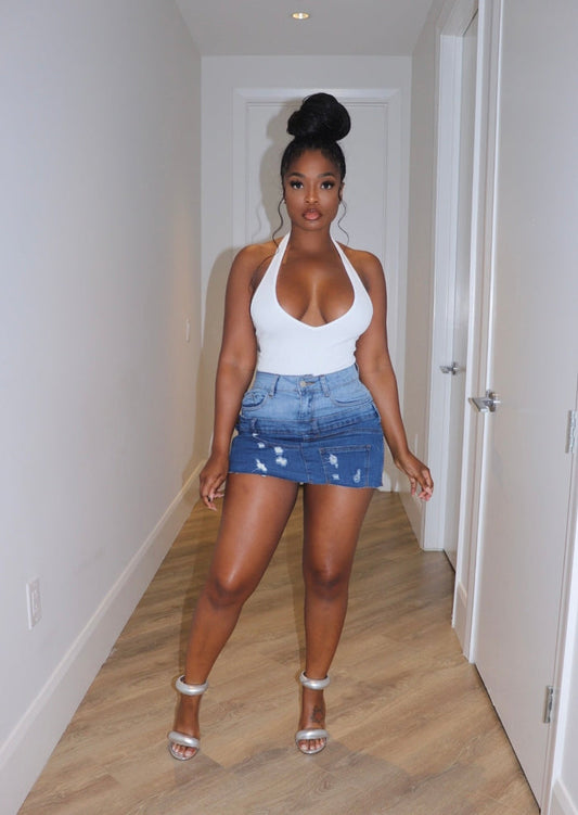Double denim skirt
