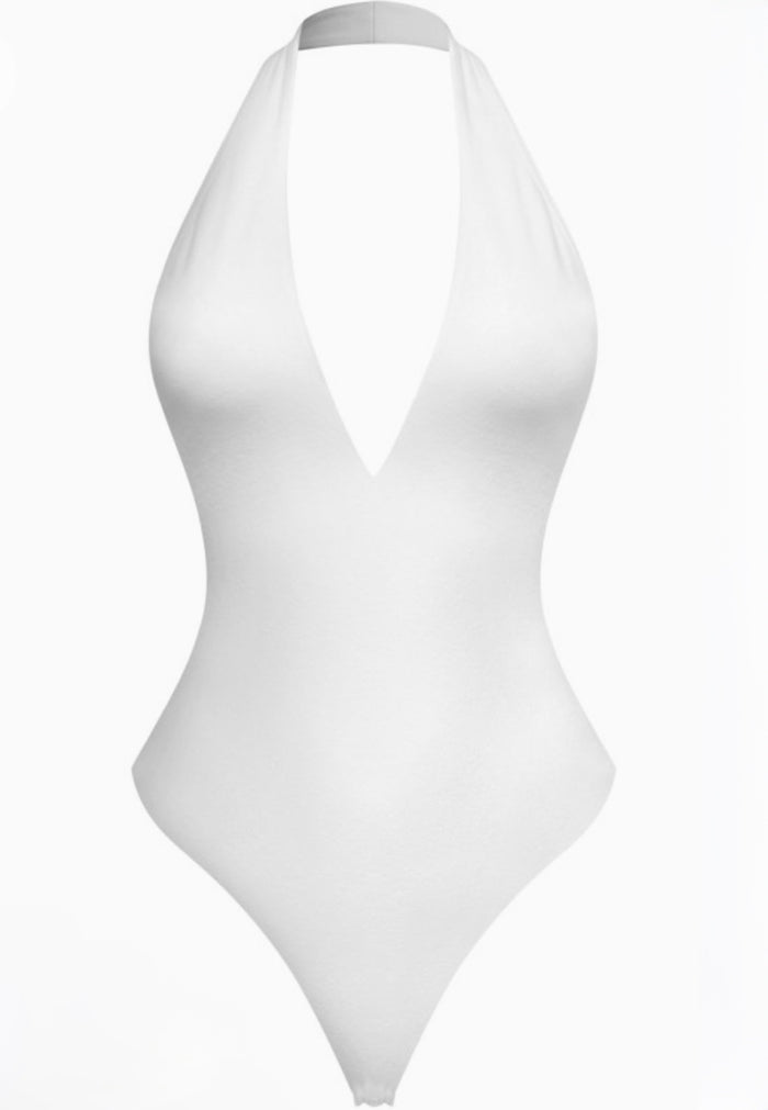 Double White Halter bodysuit