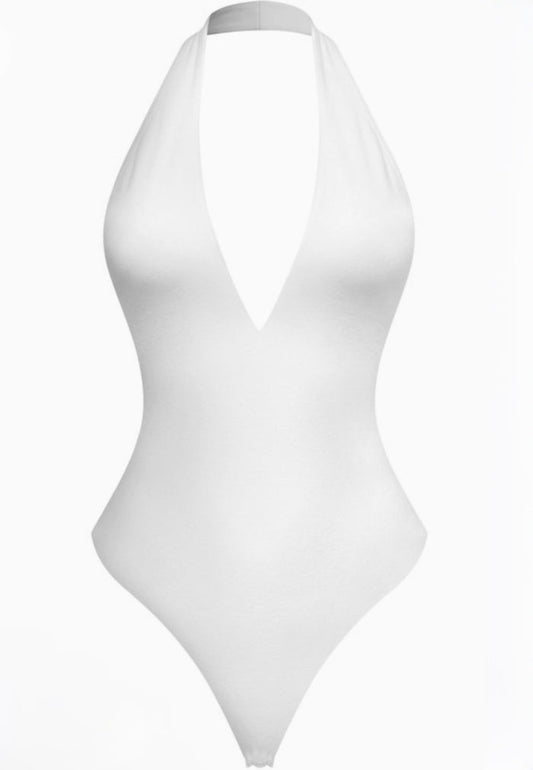 Double White Halter bodysuit