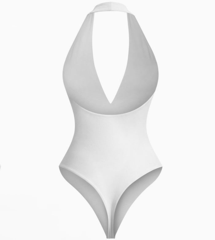 Double White Halter bodysuit