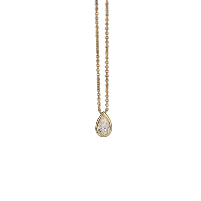Elegant 18K Gold-Plated Teardrop Necklace with Crystal Accents