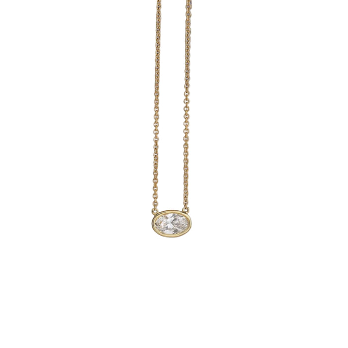 Elegant 18K Gold-Plated Teardrop Necklace with Crystal Accents