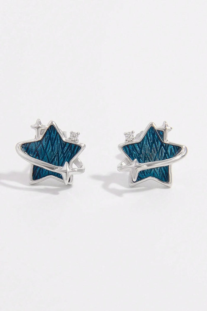 Elegant 925 Sterling Silver Star Earrings with Zircon Sparkle