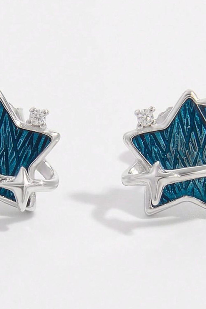 Elegant 925 Sterling Silver Star Earrings with Zircon Sparkle