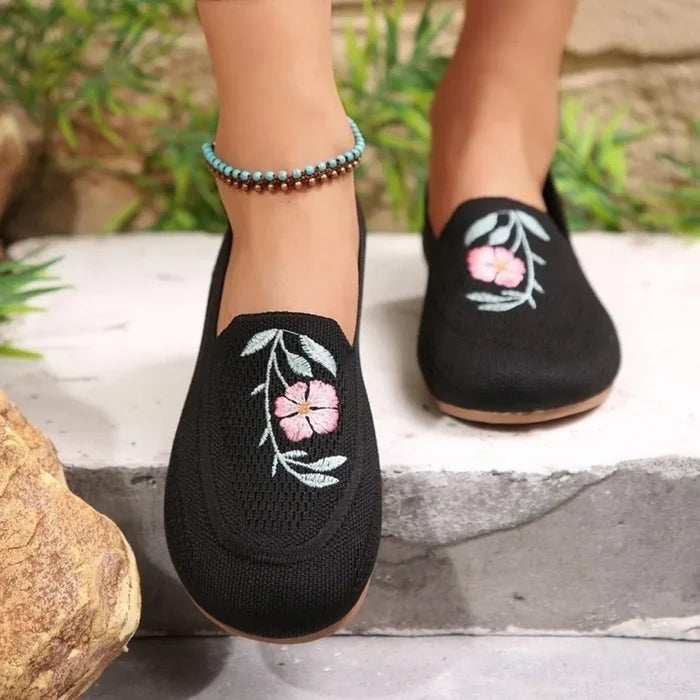 Embroidered Mesh Slip-Ons