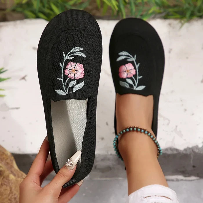 Embroidered Mesh Slip-Ons
