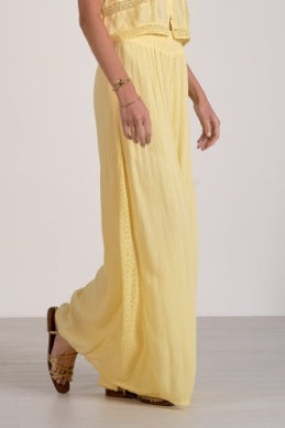 Embroidered Wide Leg Pants