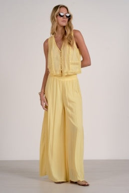 Embroidered Wide Leg Pants