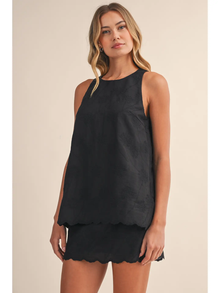 Embroidery Top & Mini Skirt Set - Greige Goods