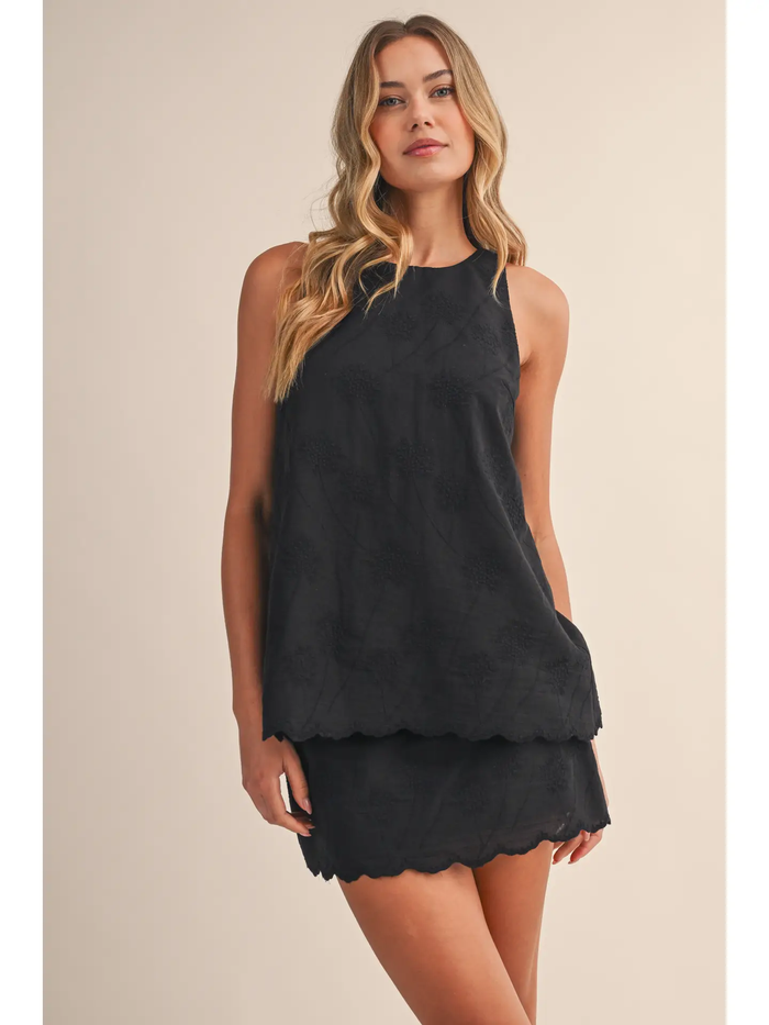 Embroidery Top & Mini Skirt Set - Greige Goods
