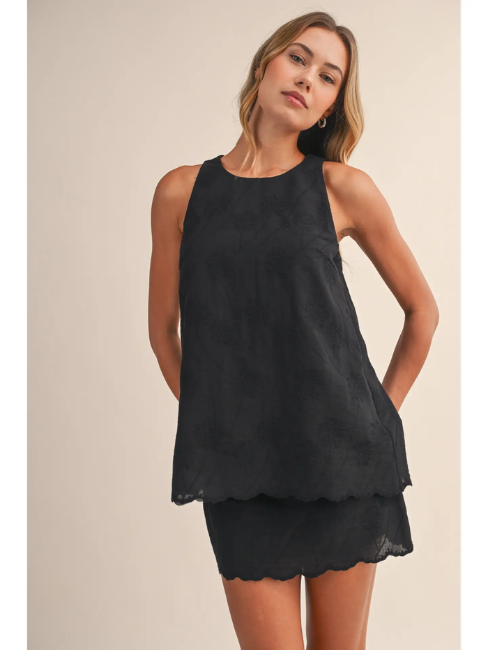 Embroidery Top & Mini Skirt Set - Greige Goods