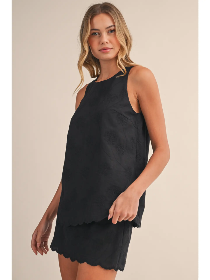 Embroidery Top & Mini Skirt Set - Greige Goods