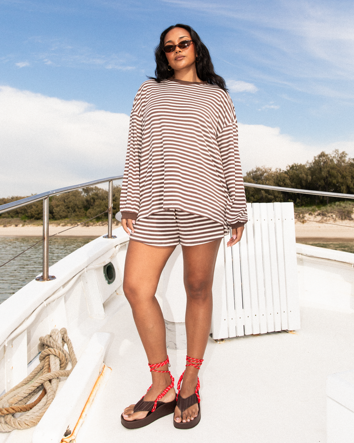 Essential Shorts | Chocolate Stripe