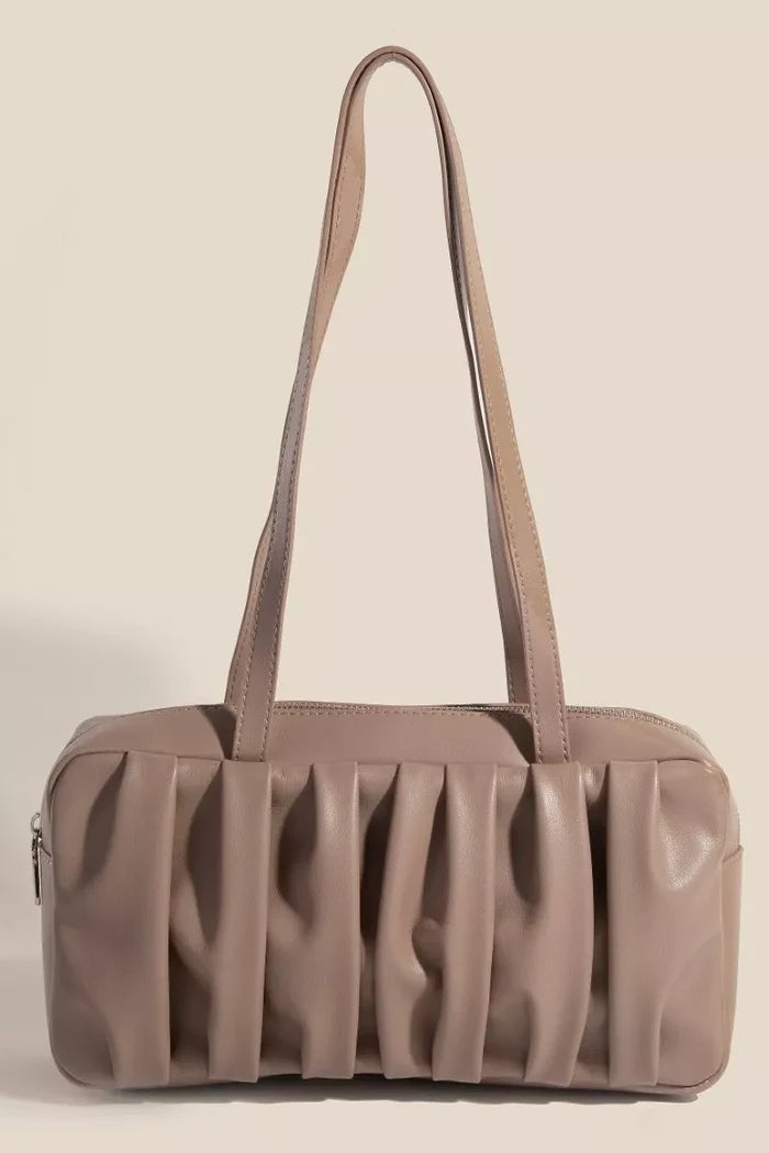 Fame Pleated Leather Rectangle Hand Bag