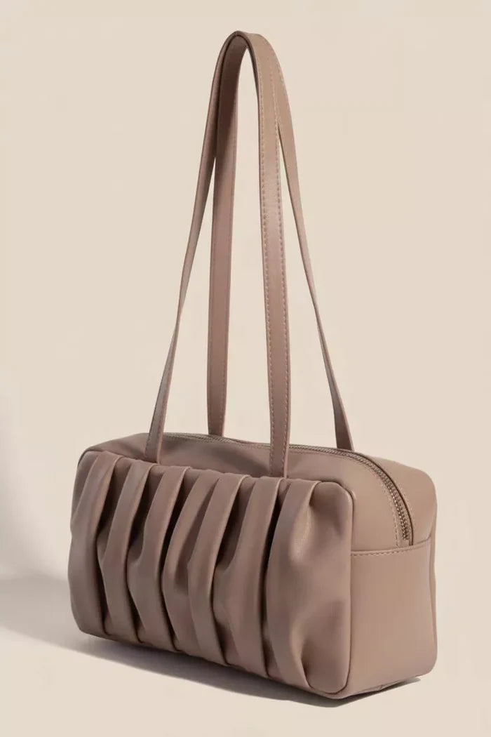 Fame Pleated Leather Rectangle Hand Bag