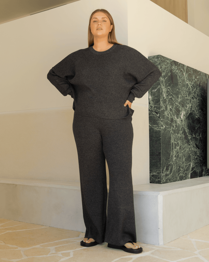 FINAL SALE | Alex Knit Pants | Dark Grey Marle