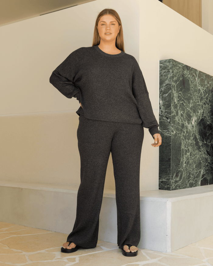 FINAL SALE | Alex Knit Pants | Dark Grey Marle