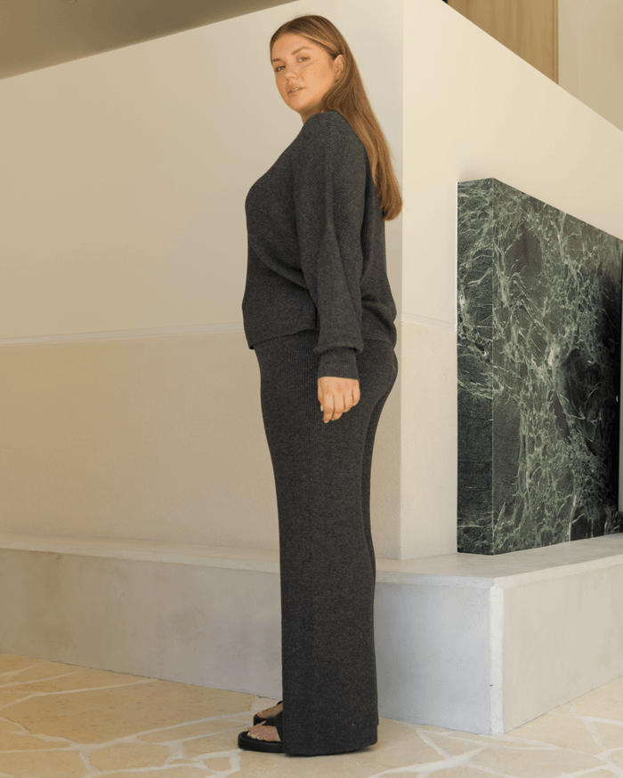 FINAL SALE | Alex Knit Pants | Dark Grey Marle