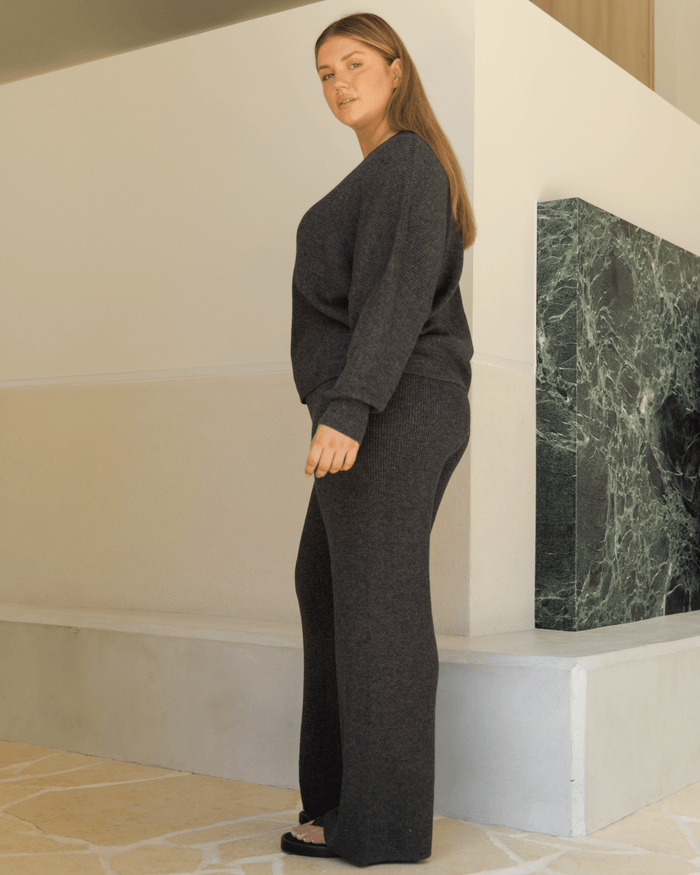 FINAL SALE | Alex Knit Pants | Dark Grey Marle