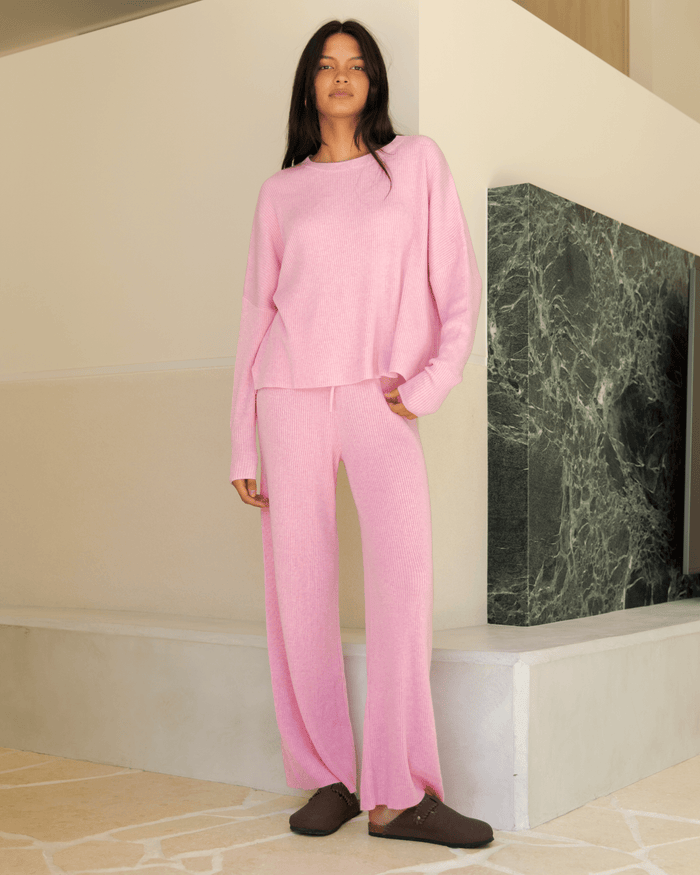 FINAL SALE | Alex Knit Pants | Pink Marle