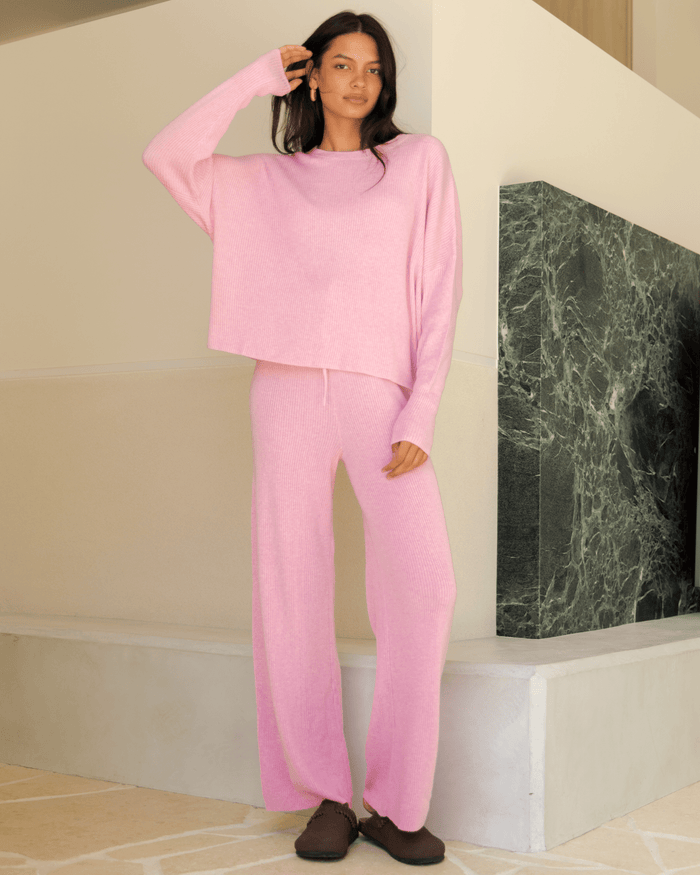 FINAL SALE | Alex Knit Pants | Pink Marle
