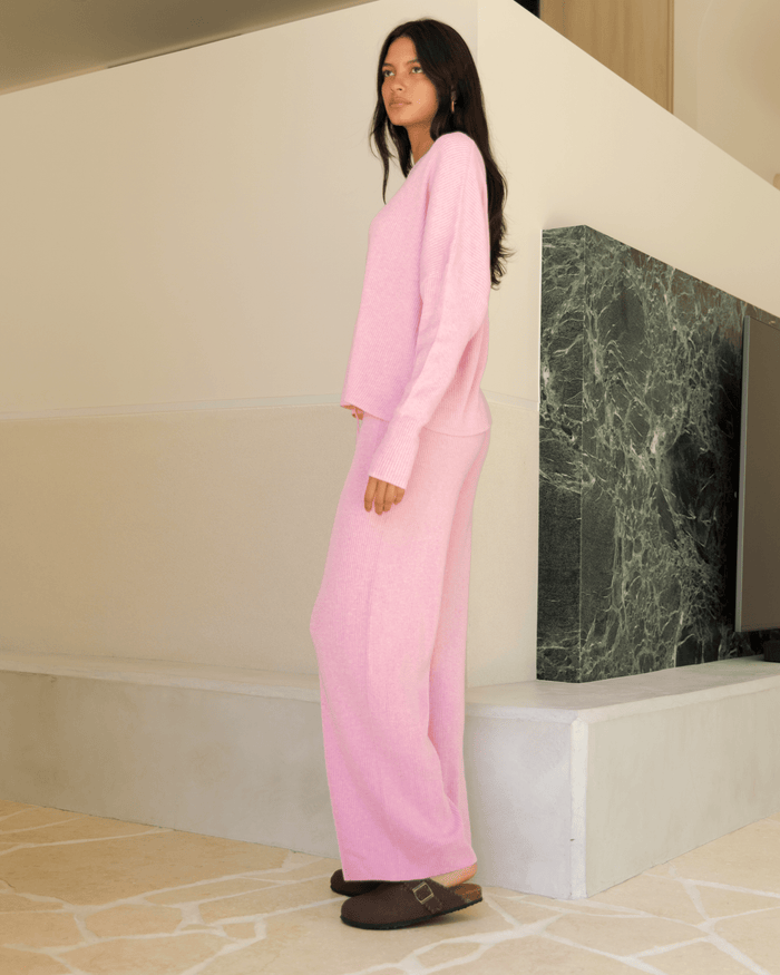 FINAL SALE | Alex Knit Pants | Pink Marle
