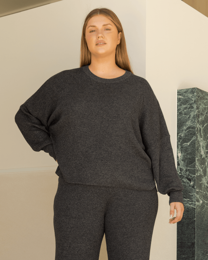 FINAL SALE | Alex Knit Sweater | Dark Grey Marle