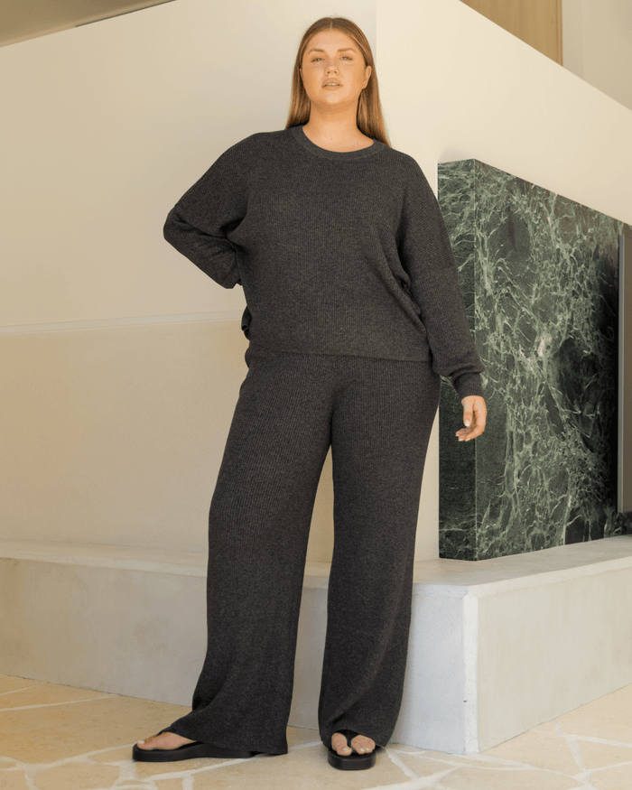 FINAL SALE | Alex Knit Sweater | Dark Grey Marle