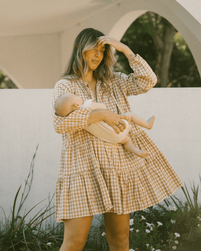 FINAL SALE | Avalon Smock Dress | Caramel Gingham