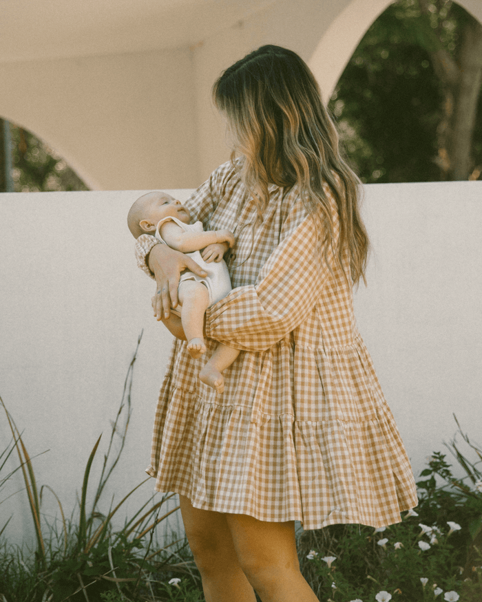 FINAL SALE | Avalon Smock Dress | Caramel Gingham
