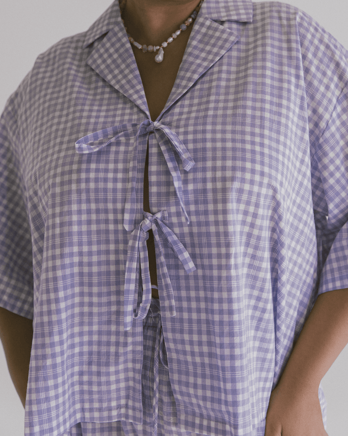 FINAL SALE | Billie Shirt | Lavender Gingham