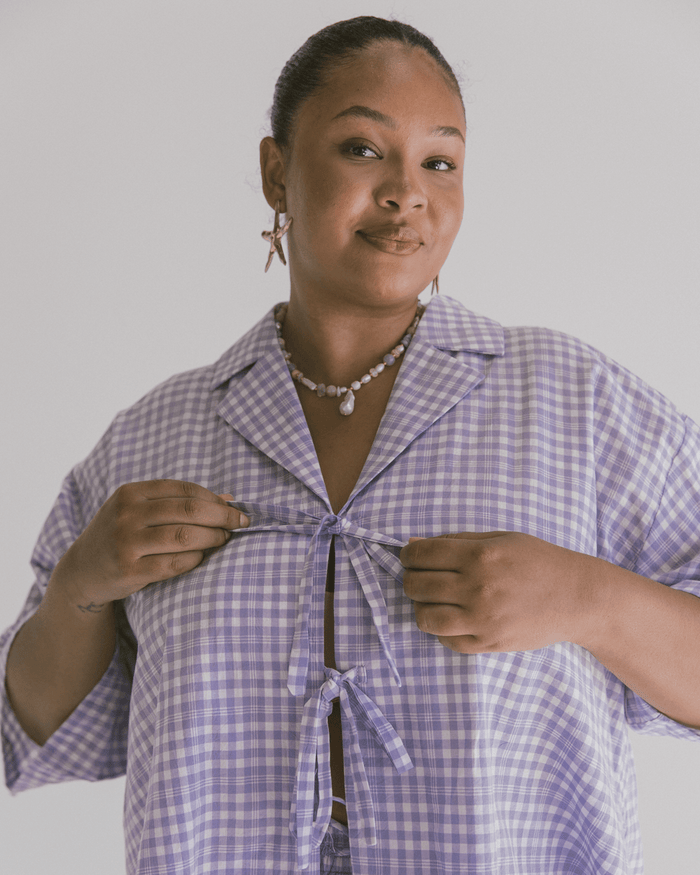 FINAL SALE | Billie Shirt | Lavender Gingham