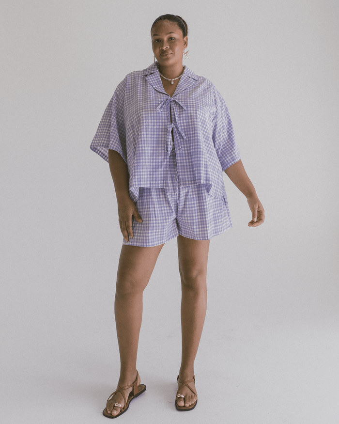 FINAL SALE | Billie Shirt | Lavender Gingham