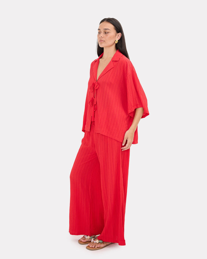 Billie Shirt in Red Crepe - Size Inclusive AU 6-26 - The Lullaby Club